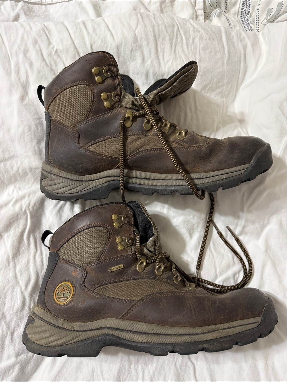 Timberland Brown and Tan Men's Rugged Leather Hiking Boots